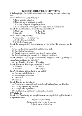 Kiểm tra 45 phút tiếng Việt - Tiết 46